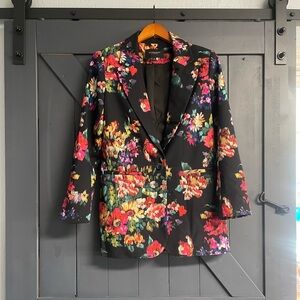 Liverpool Black Floral Blazer with Multicolor Bloom